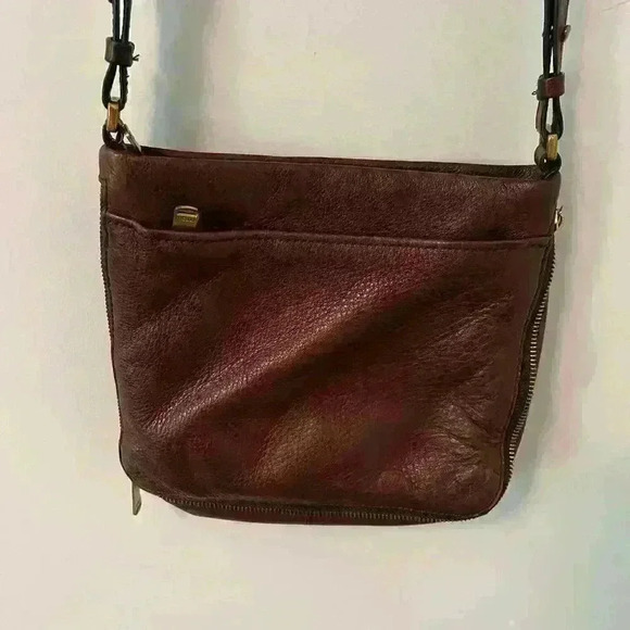FOSSIL "Preston" Brown Pebbled Leather Expandable Crossbody - Picture 2 of 7